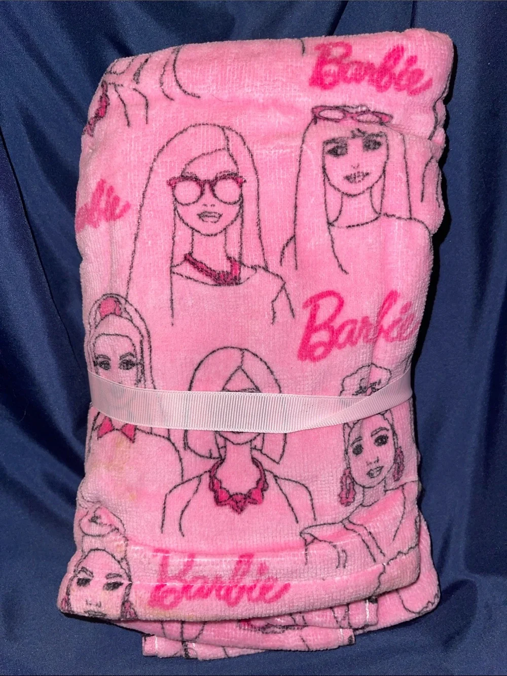 Barbie Set of 2 Pink Hand Towels with Barbie Decor